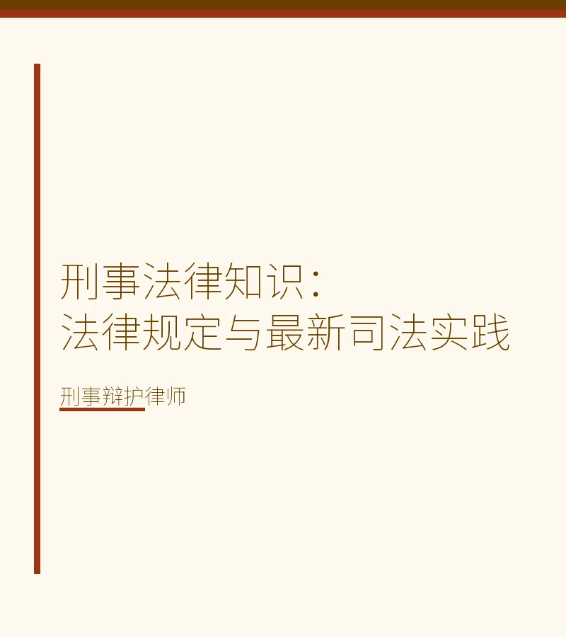 刑事法律知识：法律规定与最新司法实践