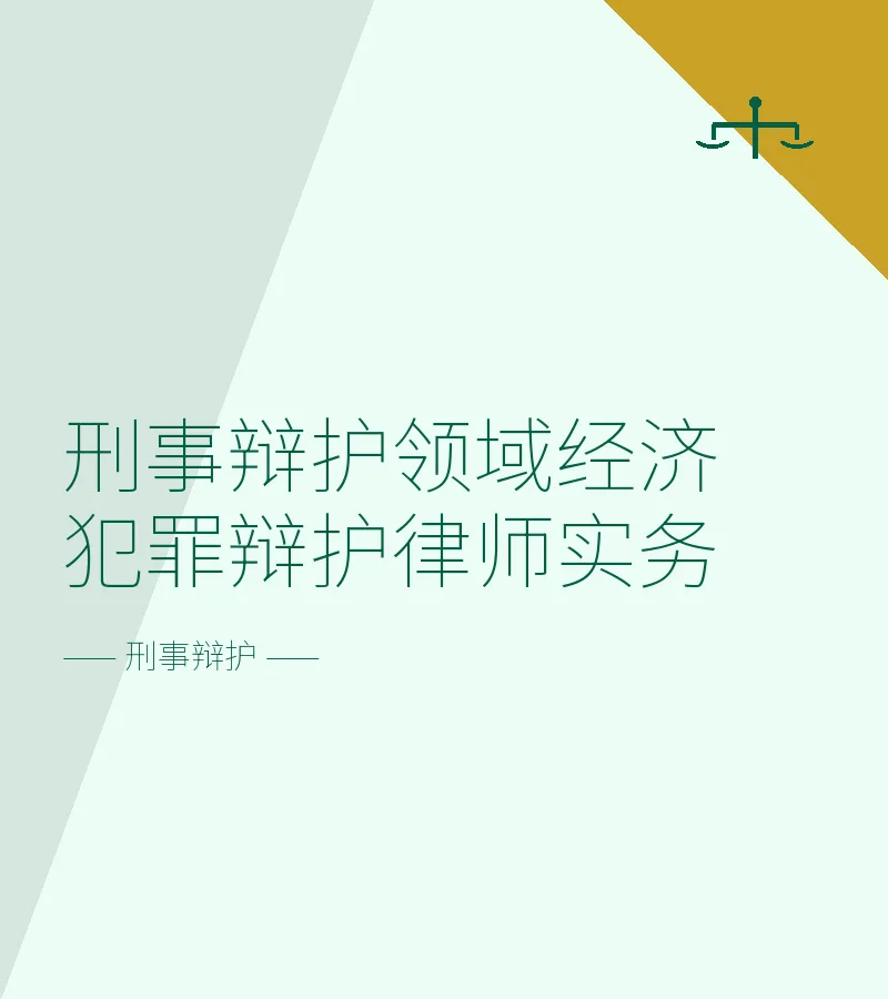 刑事辩护领域经济犯罪辩护律师实务