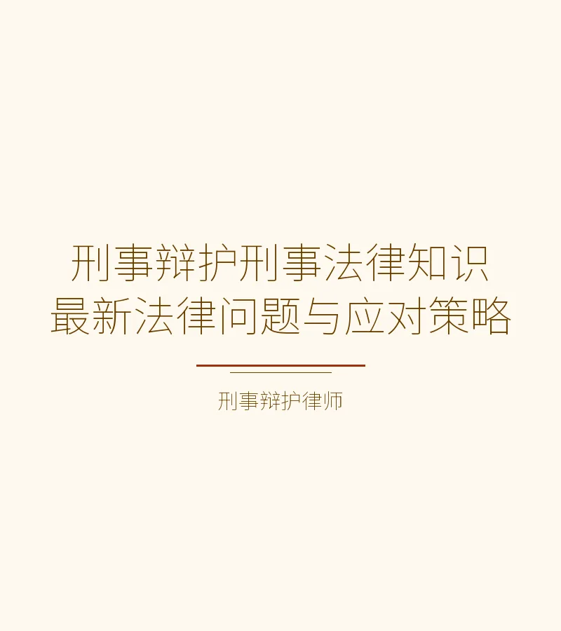 刑事辩护刑事法律知识最新法律问题与应对策略